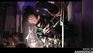 rubbernurse agnes in transparent dress performs prostate massage and colon treatment with handjob finish