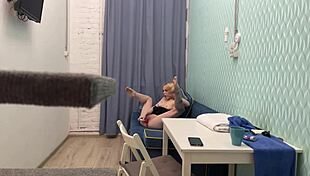 Blonde chick moans during first rough fuck