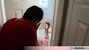 Skinny Redhead Teen's Tiny Pussy Endures Intense Rough Fucking