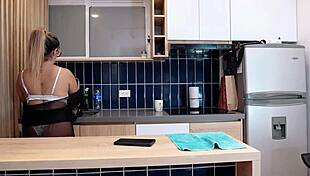 My step sister-in-law, a big-ass whore, loves getting fucked while husband is away