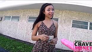 Why does the teen ride a dildo on a motorcycle for cash?