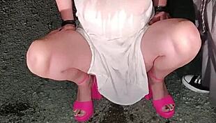 Mature mom serves as human urinal in homemade bdsm humiliation