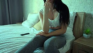 Futa step mother with cock was caught and cum countdown play cum on yoga pants