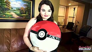 Busty brunette deepthroats juicy cock then gets deeply pounded