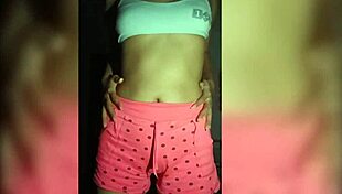 She touches herself in mini skirt, begging for anal sex