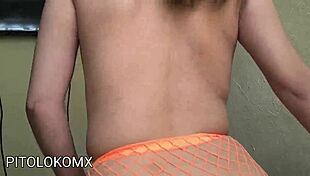 i watch my bold friend wiggle deliciously in fishnet stockings from behind