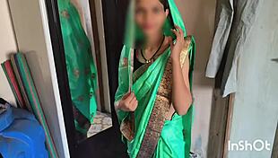 my village bhabhi shivani in green saree