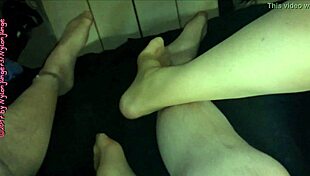 Milf and I in fine nylon pantyhose, enjoying feet fetish and homemade sex.