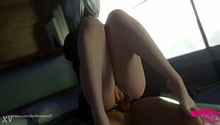 horny android does reverse cowgirl on huge boner