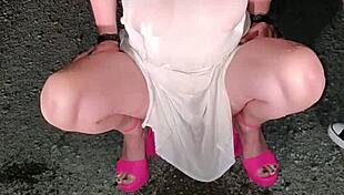 Mature mom serves as human urinal in homemade bdsm humiliation