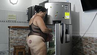 Sex in the kitchen with my stepmother feels amazing, I say