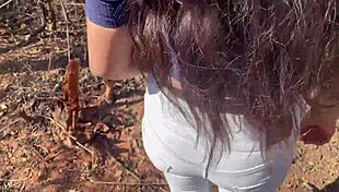 Ex Girlfriend Seduced and Fucked Roughly Alone in Jungle