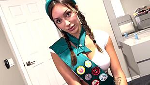 Horny girl scout Sisi Rose has rough sloppy sex with me