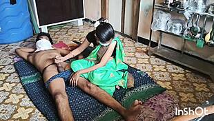 my village bhabhi shivani in green saree