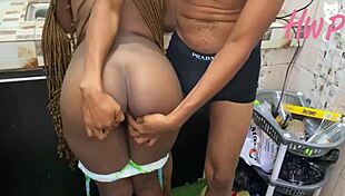 rich african guy visits village for yam festival, his huge cock houseboy bangs the wife in the kitchen