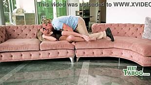 horny juicy activity with blonde step daughter in swim suit