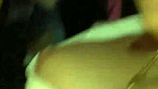 Party whores suck stripper's big black cock in nightclub orgy