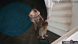 lesbian milf blondes passionately kiss and anal strapon fuck