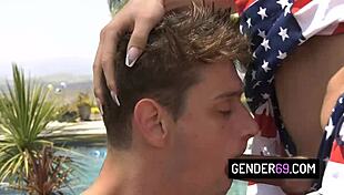 hot transgender orgy by the pool 😍