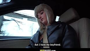 hot blonde flashes her natural tits at the busy bus stop in sexy lingerie 😘