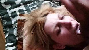 Amateur blonde babe delivers intense blowjob and facial!