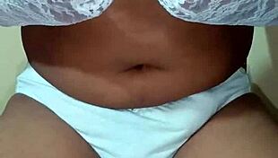 Ladyboy Shemale Feels Erotic In White Panty Bra