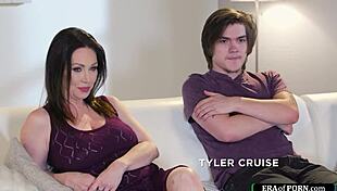 mature stepmom titfucking her horny young stepson in taboo old and young scene