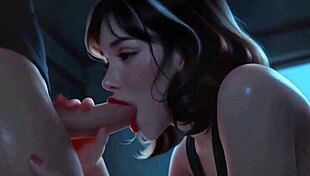 i get a late night surprise from my hot brunette roommate who makes me cum in her mouth while watching a movie