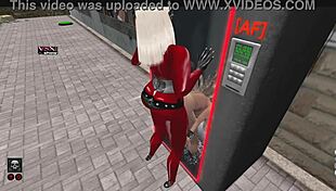 Shemale meets girl at slut vendor in Second Life