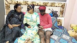 Real desi stepsisters invite gigolo to fuck thirsty pussies