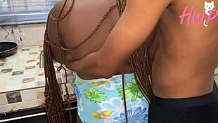 rich african guy visits village for yam festival, his huge cock houseboy bangs the wife in the kitchen