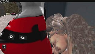 Shemale meets girl at slut vendor in Second Life