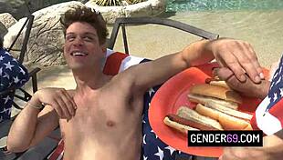 hot transgender orgy by the pool 😍