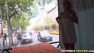 blonde babe picked up and fisted in truck