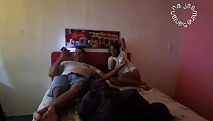 Latina teen eagerly wants to give her ass wearing team shirt. Voyeur pov captures the scene.