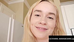 Petite blonde fucks stepdad after prom 😍