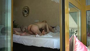 Young amateur blonde with tattoos meets her step dad at home