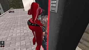Shemale meets girl at slut vendor in Second Life