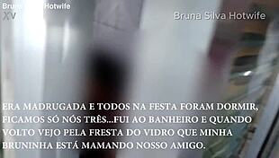 bruna silva hotwife fucks friend after party, cums inside