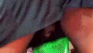 Naughty Black Crossdresser Stroking Big Oiled Dick Until Cumshot