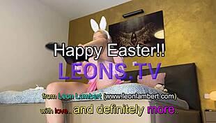 Hot petite blonde paints balls for Easter celebration