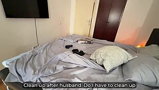 The stepson exploits the helpless stepmother trapped under the bed