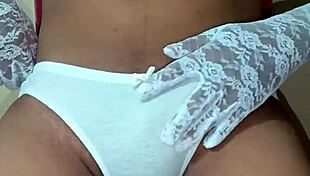 Ladyboy Shemale Feels Erotic In White Panty Bra