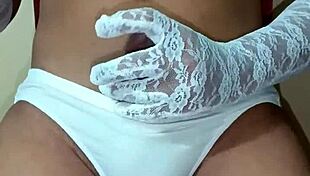 Ladyboy Shemale Feels Erotic In White Panty Bra