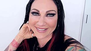 Jenevieve hexxx with sexy ddd tits and tattoos gives pov huge cock blowjob and swallows cum