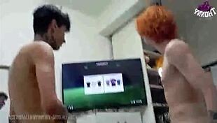Brazilian Heteros Play FIFA FC And Get Tricked Into Rough Naked Fun With Neighbors