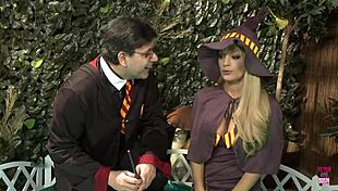 the newly minted blonde sorceress joins the orgy and jumps on a huge cock