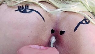 Pink Ass Sucks Lollipop in Sheer Red