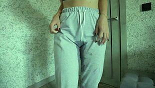 Petite 18+ teen desperation pee in homemade video