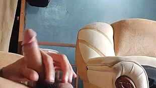 guy jerks off in living room